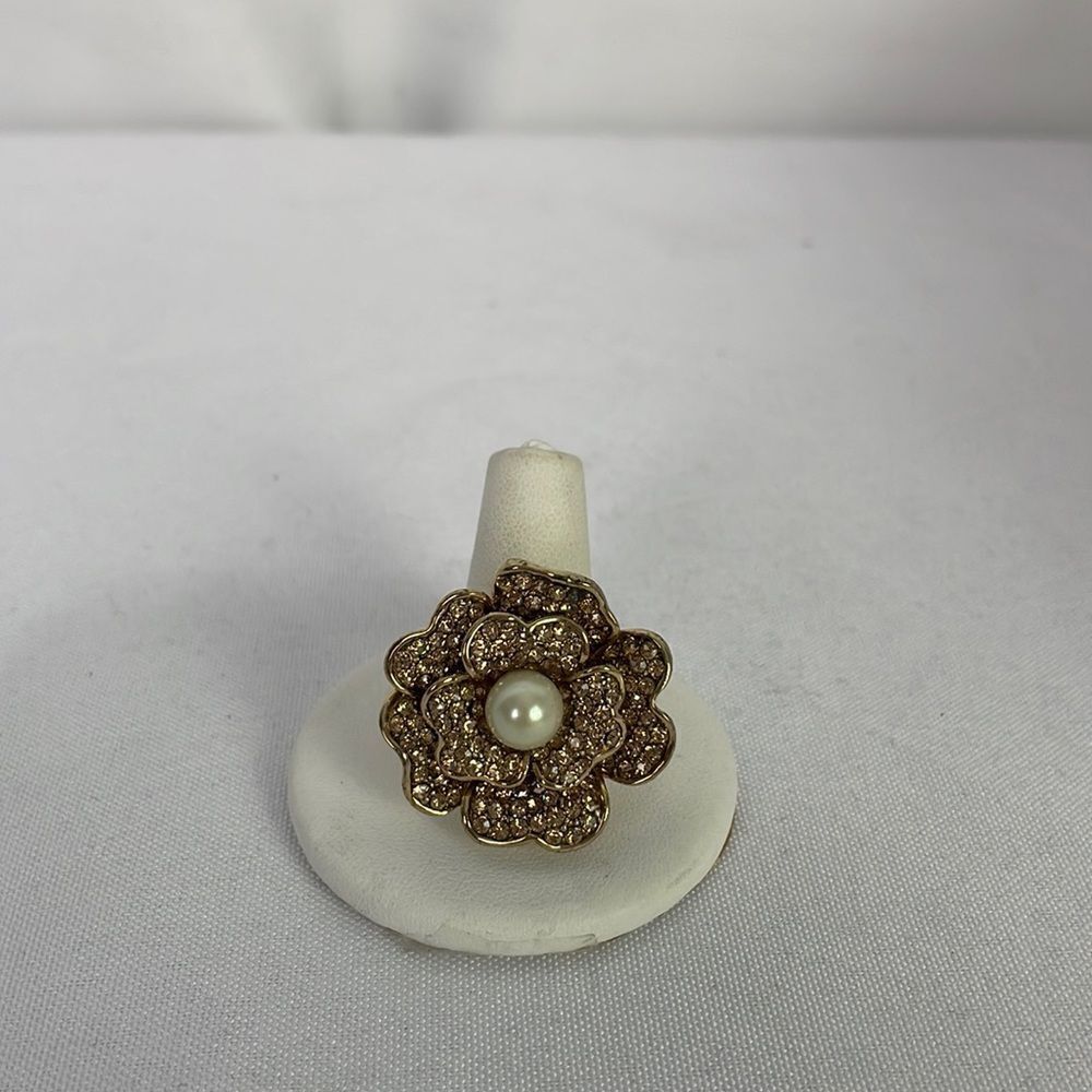 Carolee Big Crystal Pearl Flower Ring